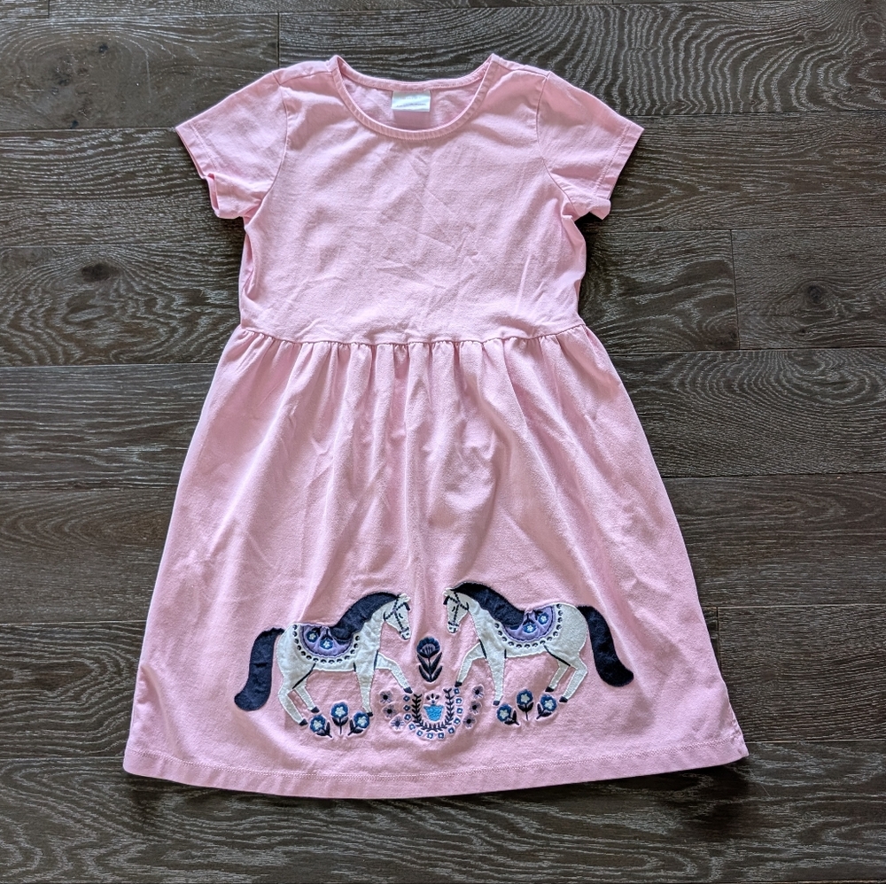Hanna Andersson Art Applique Dress In Rose Pink Size 10